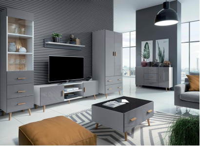 Living room modern style wall unit 4-piece set modern wall unit display cabinets shelf cabinet